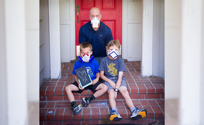 Family wearing Respirators